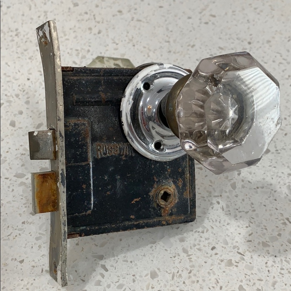 Vintage glass knobs with hardware
